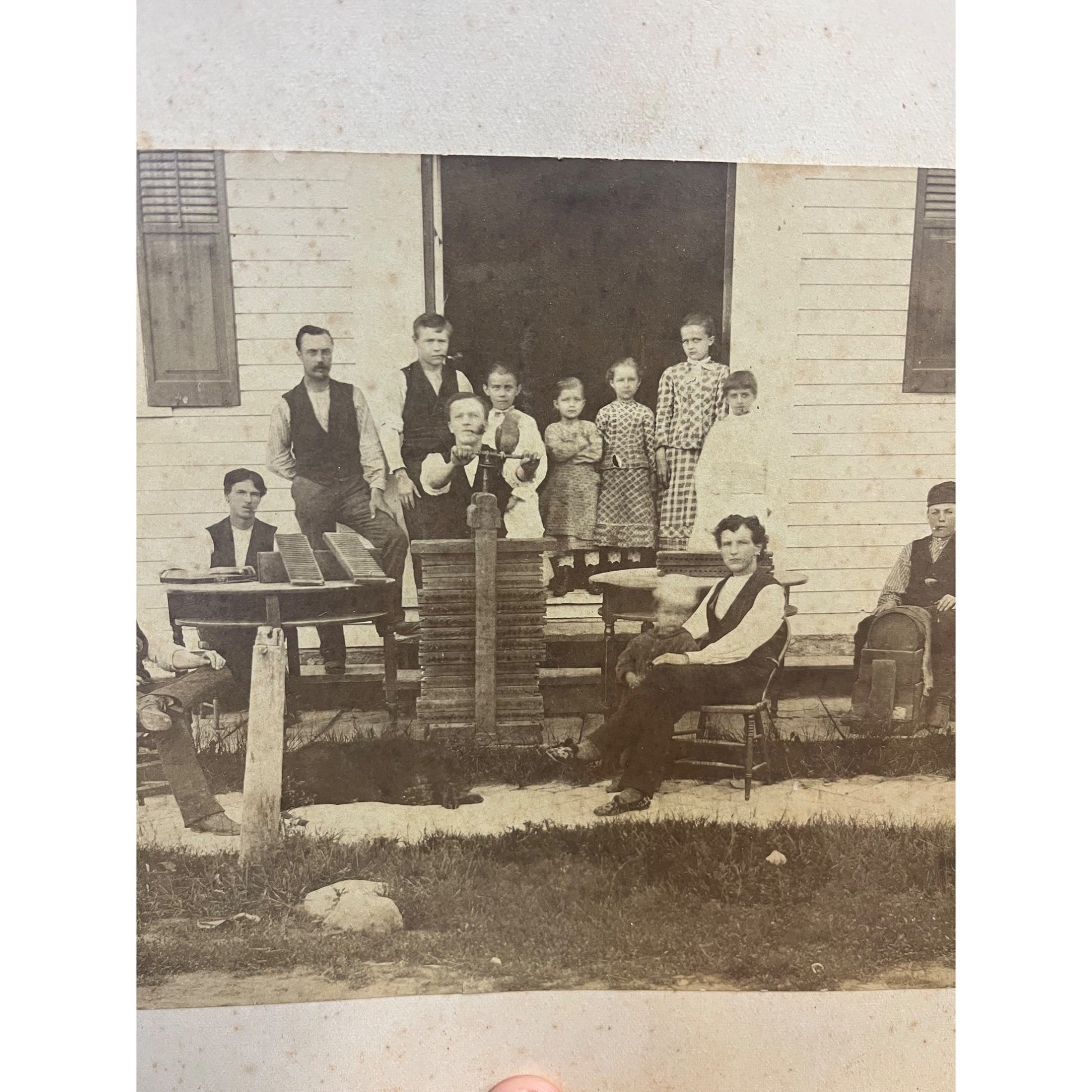 Antique Vintage Cabinet Photo Cigar Makers Work Shop Cigar Molds