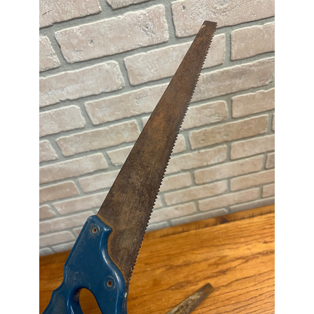 Vintage Lot (2) Handy Andy Child's Toy Carpenter Saw Tools Blue Plastic Handle