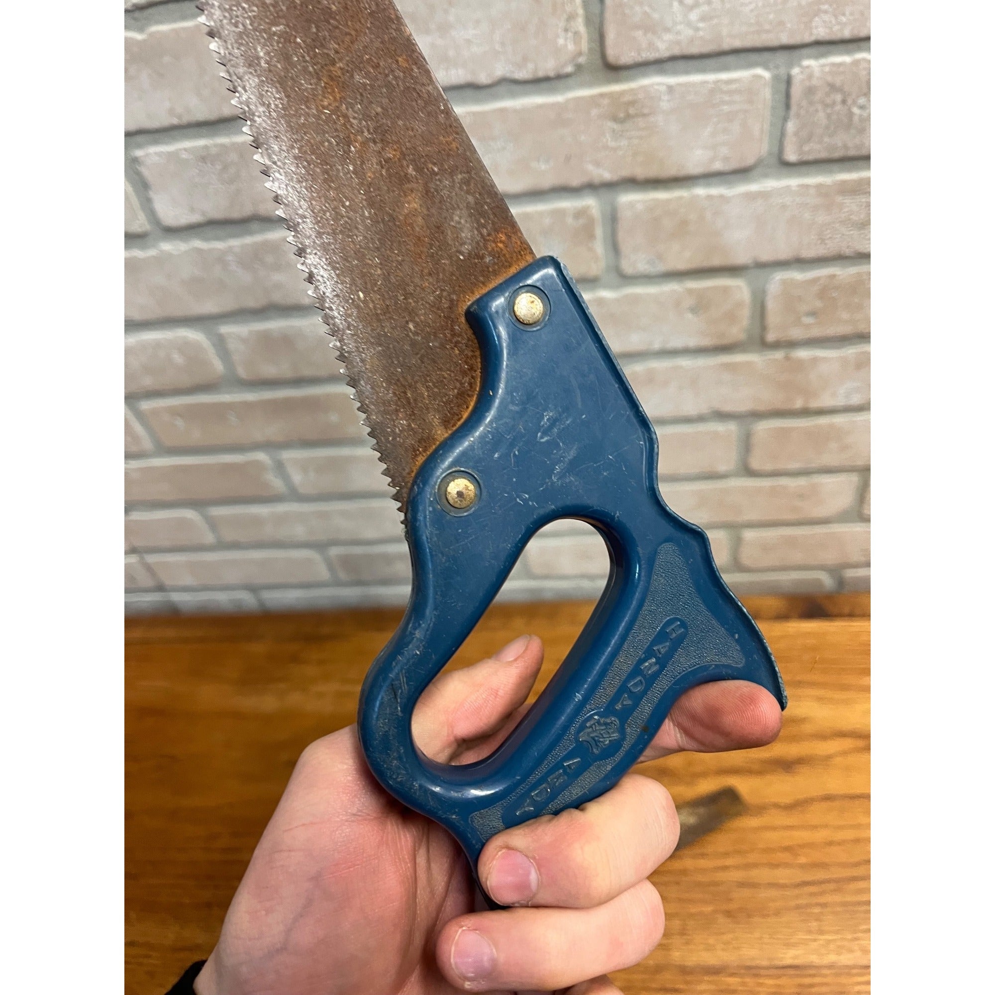 Vintage Lot (2) Handy Andy Child's Toy Carpenter Saw Tools Blue Plastic Handle