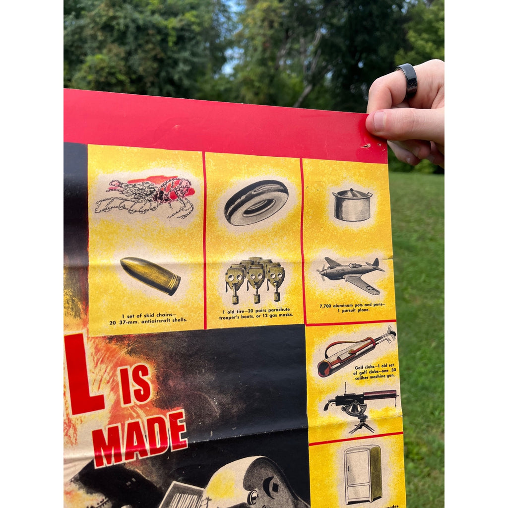 Original WW2 1940s How Steel is Made US Homefront Propaganda Poster WWII Vintage