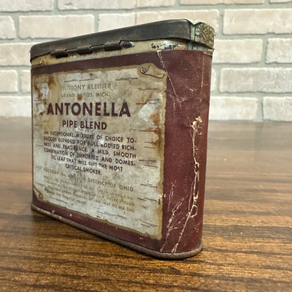 Scarce 1908 "Antonella" Vertical 1oz Pocket Tobacco Tin Can Grand Rapids Mich.