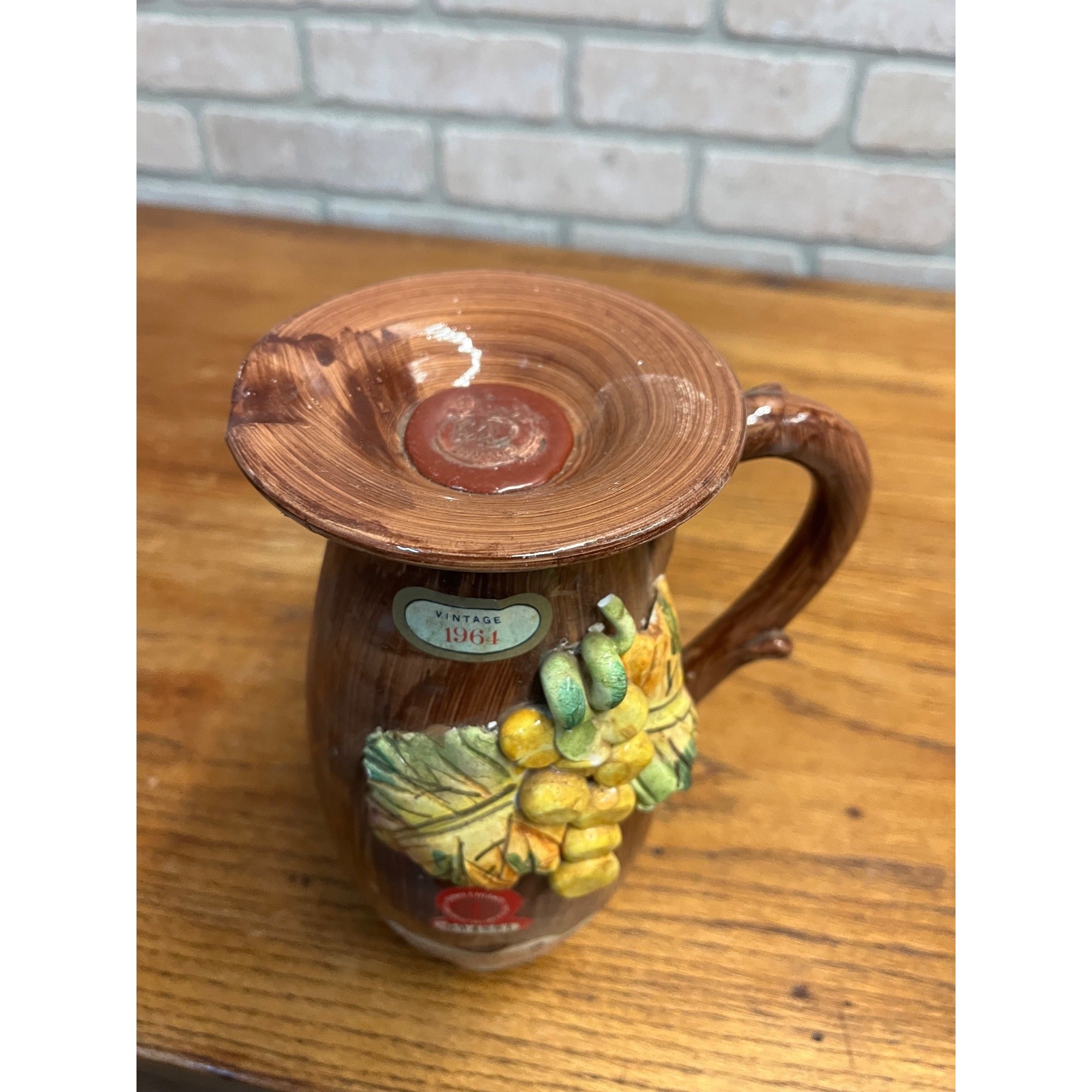 Vintage Barsottini Chianti Vino Decanter - Italy 1964 Empty Textured Leaf Jug