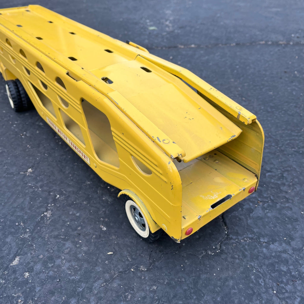 Vintage 1960s Tonka Car Hauler Semi Truck Yellow Pressed Steel Toy