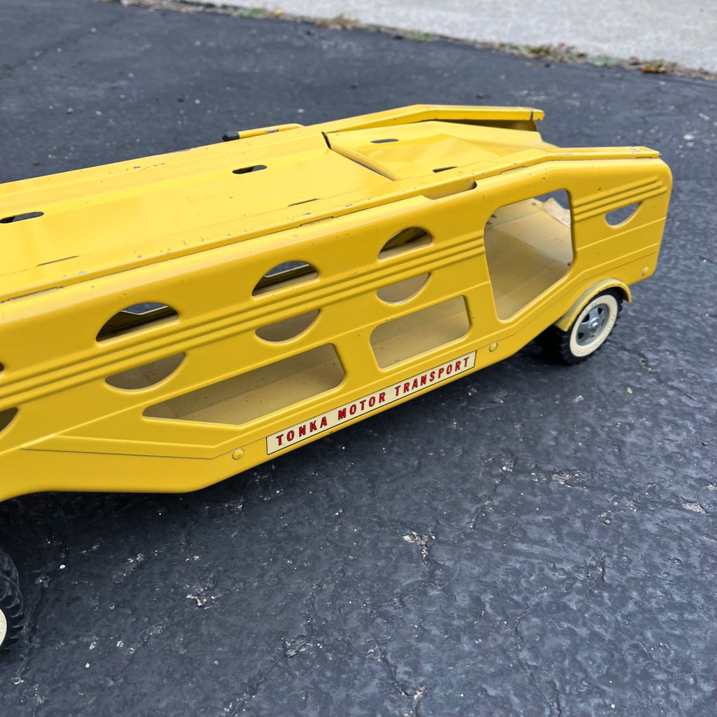 Vintage 1960s Tonka Car Hauler Semi Truck Yellow Pressed Steel Toy