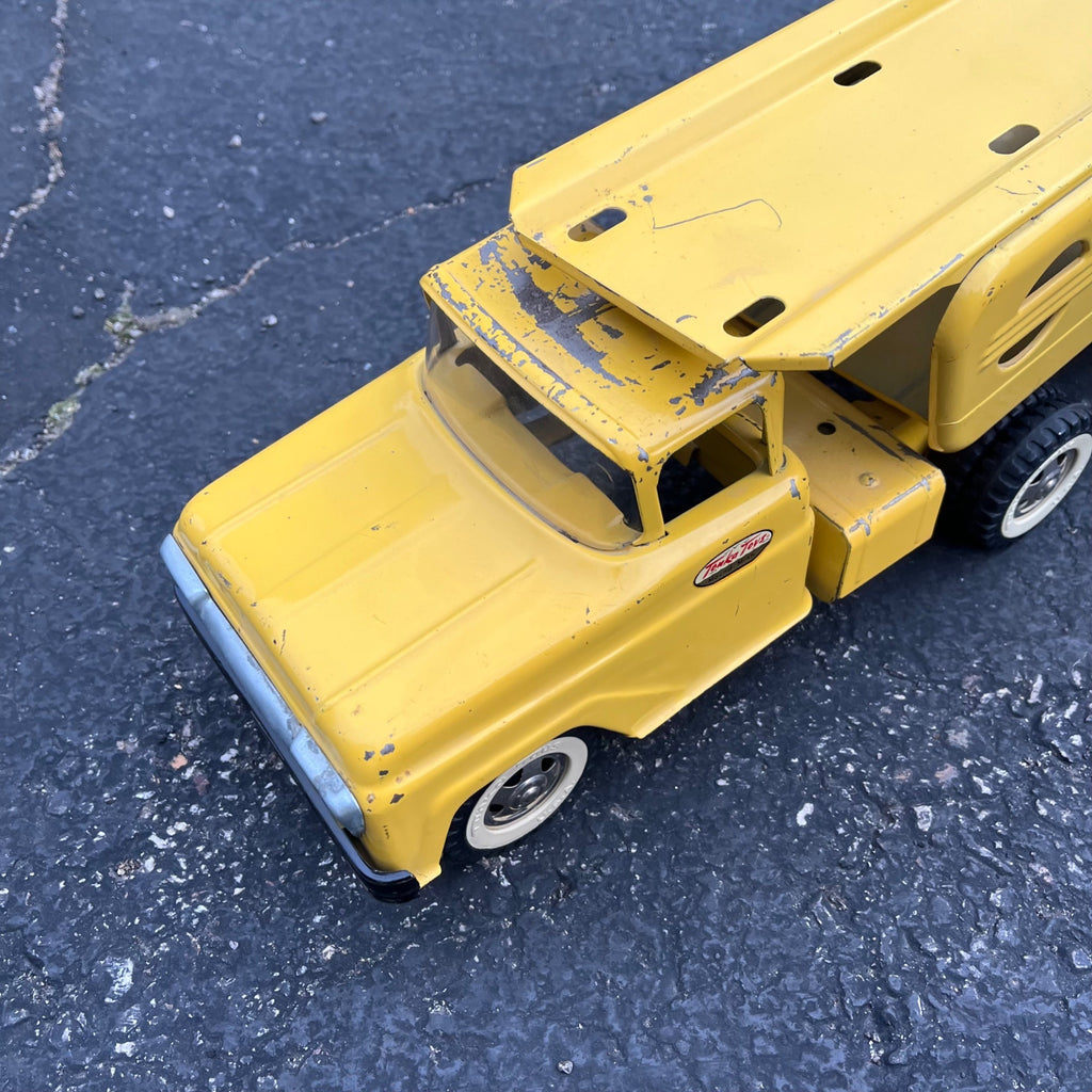 Vintage 1960s Tonka Car Hauler Semi Truck Yellow Pressed Steel Toy