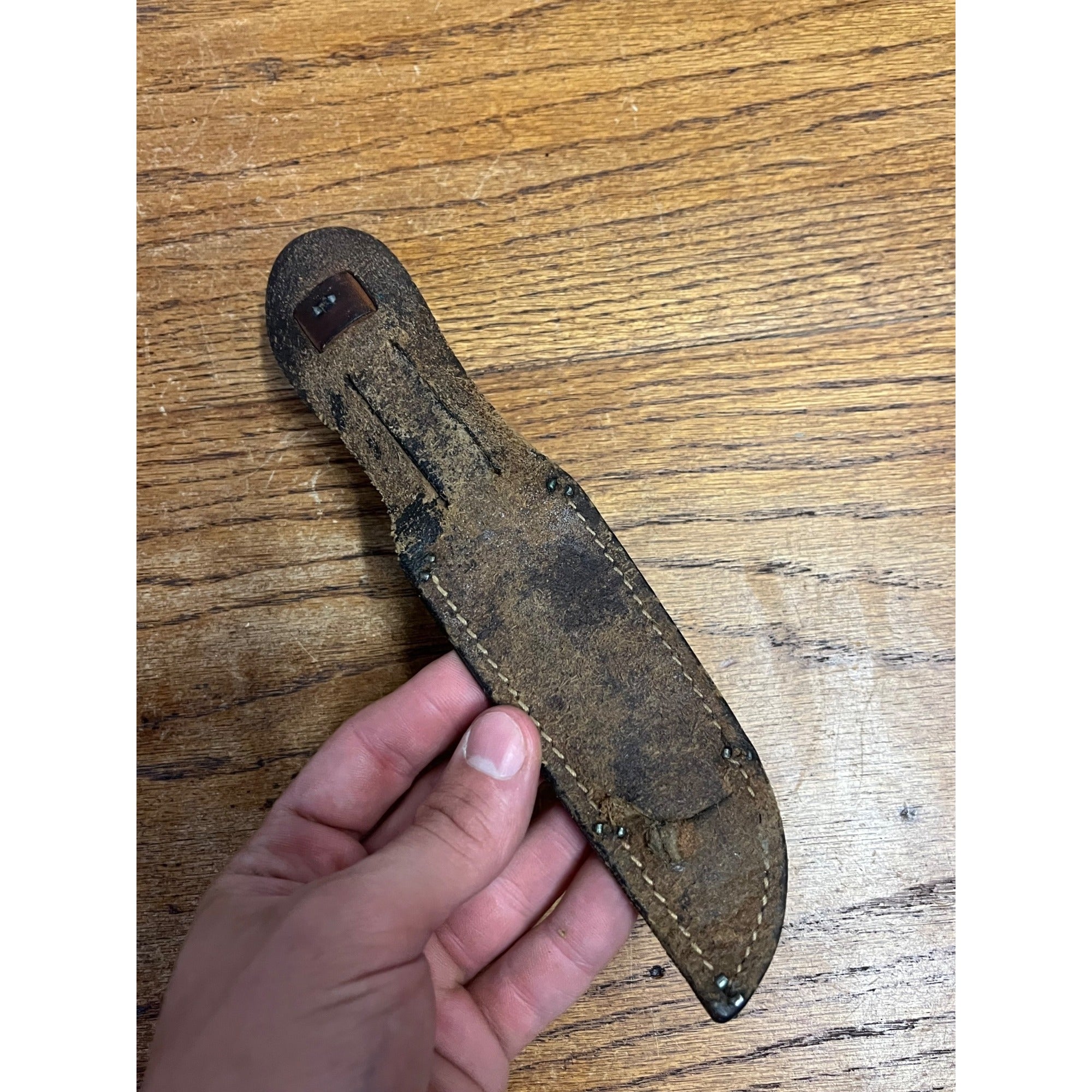 Remington RH 73 Fixed Blade Knife, Genuine Stag, Original Leather Sheath 8"