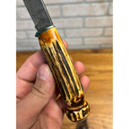 Remington RH 73 Fixed Blade Knife, Genuine Stag, Original Leather Sheath 8"