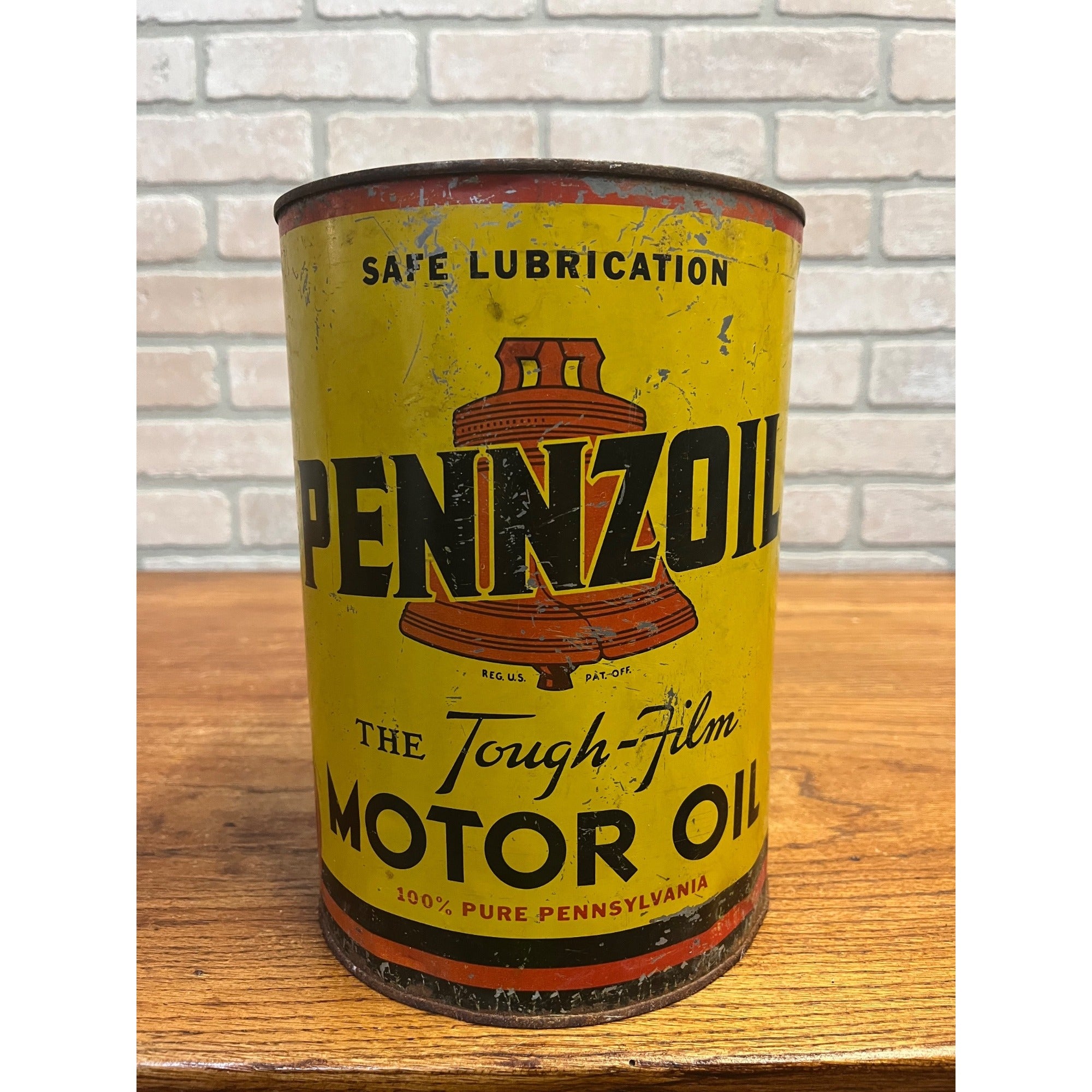 Vintage Pennzoil Liberty Bell 5 Quart Motor Oil Tin Can Owls United Air Lines