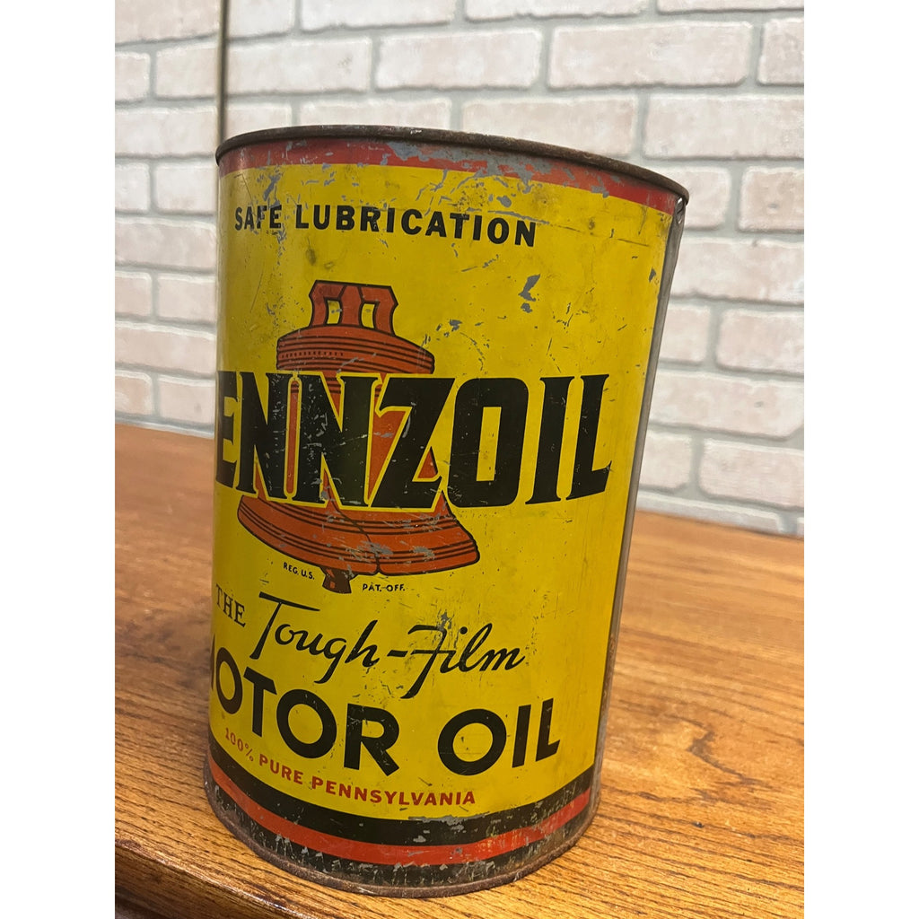 Vintage Pennzoil Liberty Bell 5 Quart Motor Oil Tin Can Owls United Air Lines