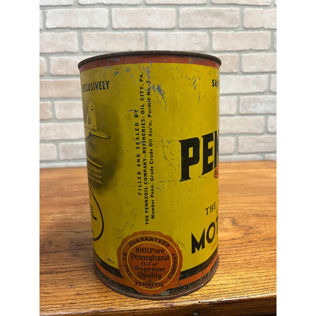 Vintage Pennzoil Liberty Bell 5 Quart Motor Oil Tin Can Owls United Air Lines
