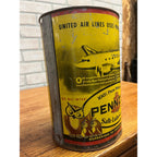 Vintage Pennzoil Liberty Bell 5 Quart Motor Oil Tin Can Owls United Air Lines