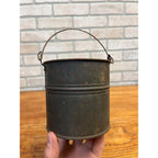 Antique Primitive 1900s Small Tin Berry Bucket Pail w/ Handle Farmhouse Country