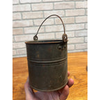 Antique Primitive 1900s Small Tin Berry Bucket Pail w/ Handle Farmhouse Country