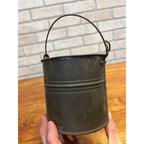 Antique Primitive 1900s Small Tin Berry Bucket Pail w/ Handle Farmhouse Country