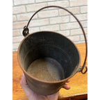 Antique Primitive 1900s Small Tin Berry Bucket Pail w/ Handle Farmhouse Country