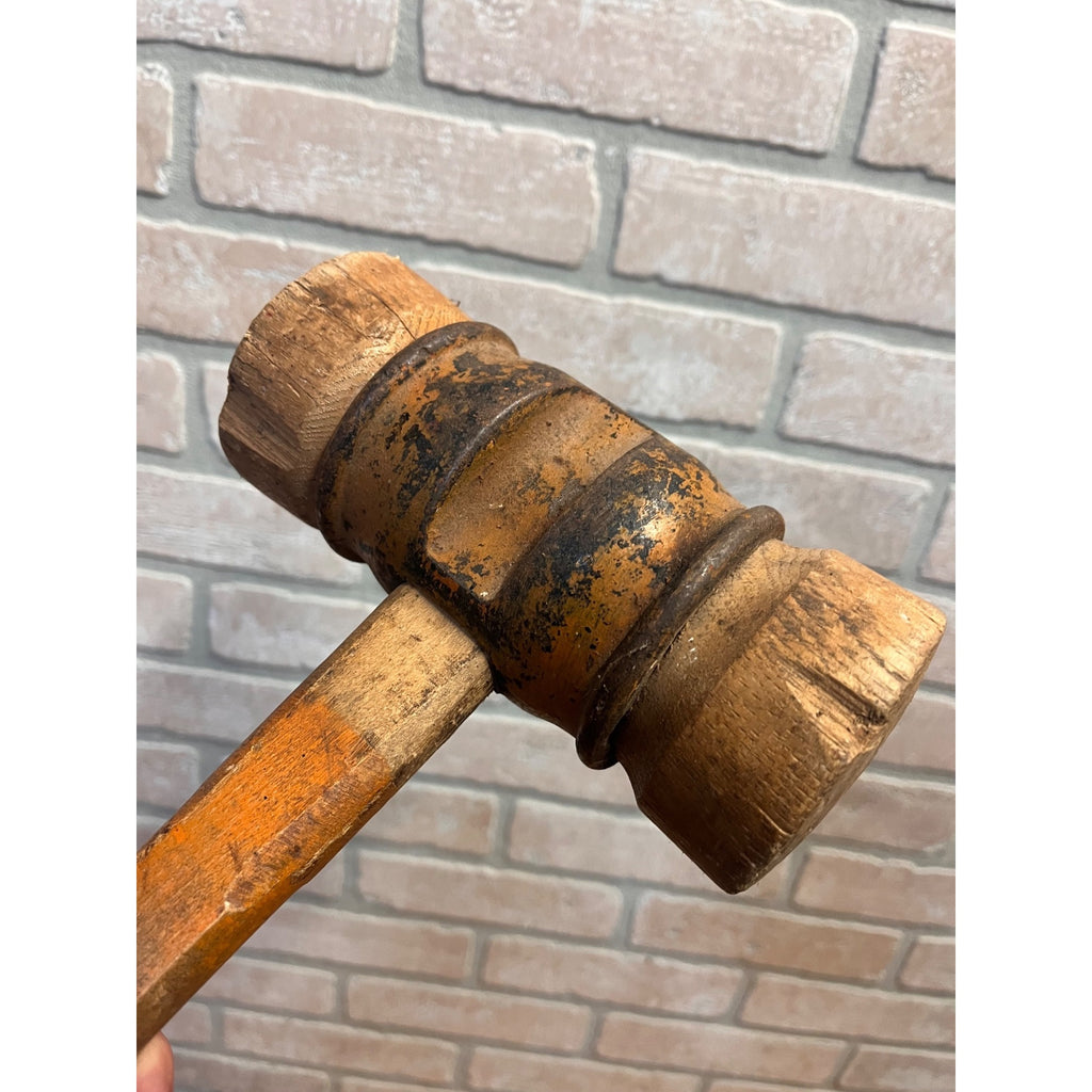Antique Boat Ship Building Caulking Barrel Mallet Wood & Iron