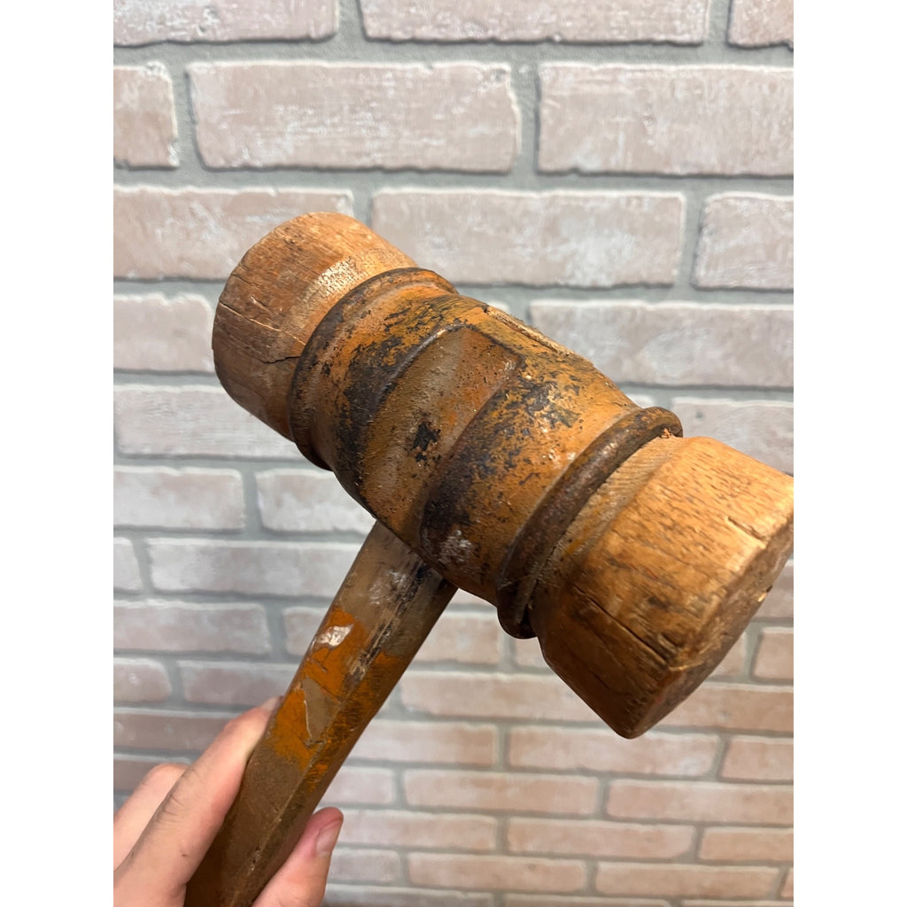 Antique Boat Ship Building Caulking Barrel Mallet Wood & Iron