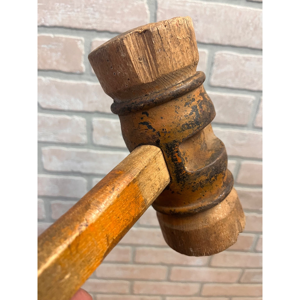 Antique Boat Ship Building Caulking Barrel Mallet Wood & Iron