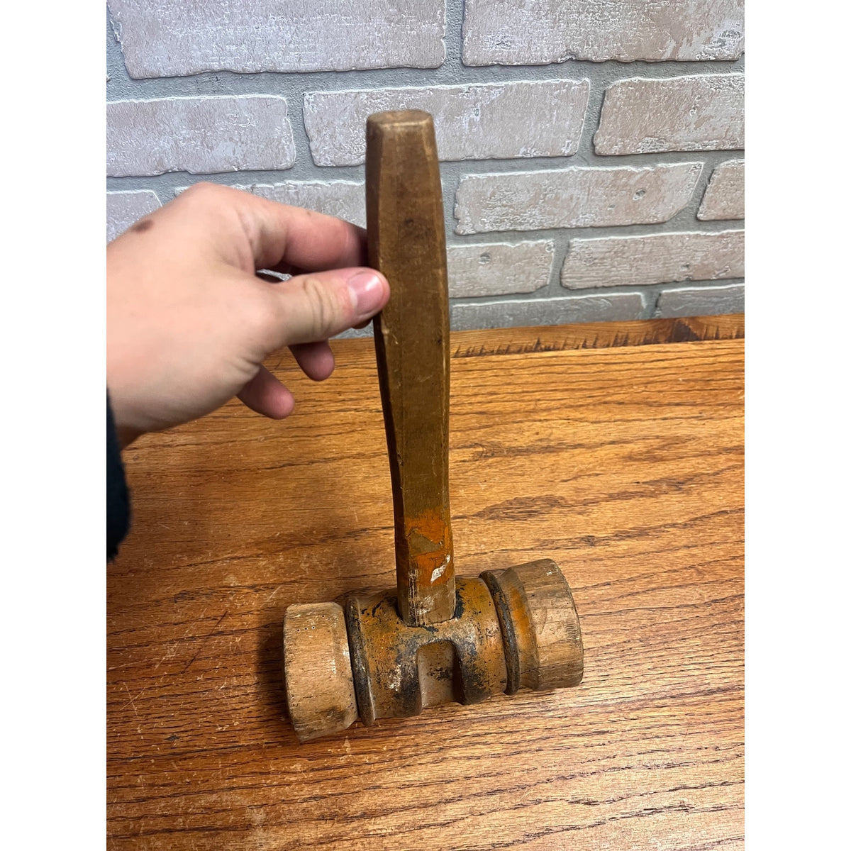 Antique Boat Ship Building Caulking Barrel Mallet Wood & Iron