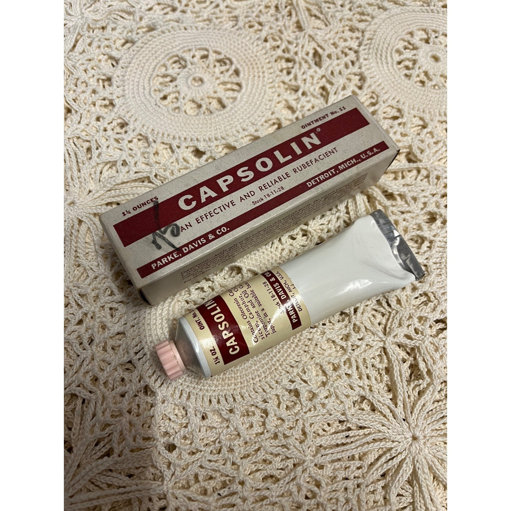 Vintage Parke Davis & Co. Capsolin Cream Ointment Medicine Tube With Box