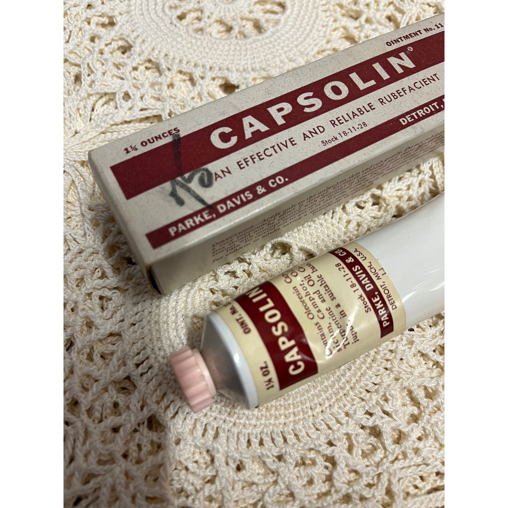 Vintage Parke Davis & Co. Capsolin Cream Ointment Medicine Tube With Box