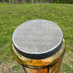 Antique Honey Yellow Light Amber Ribbed Cigar Humidor Jar W/ Lid 1900s