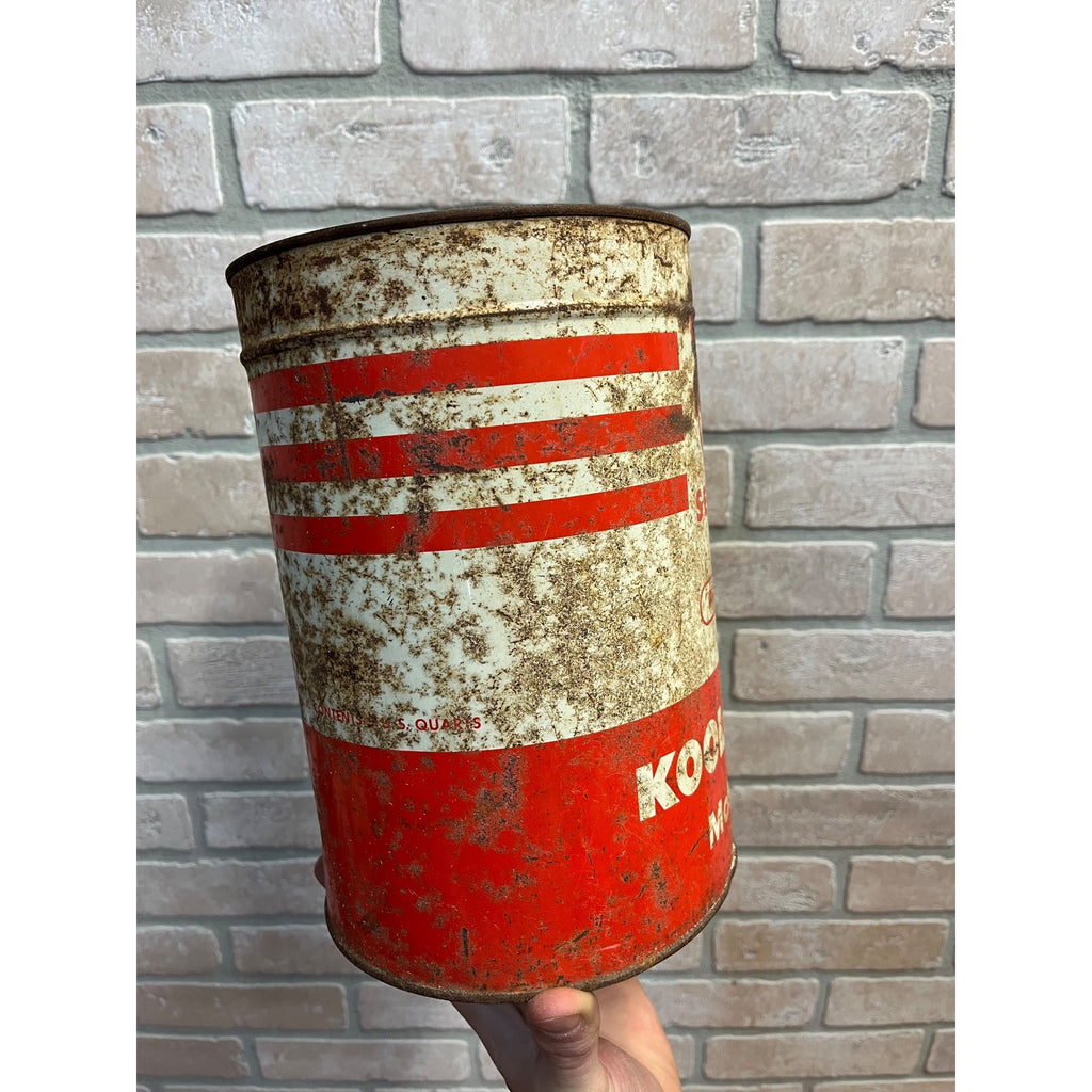 1940s Cities Service Can Premium Koolmotor 5 Quart Oil Red White