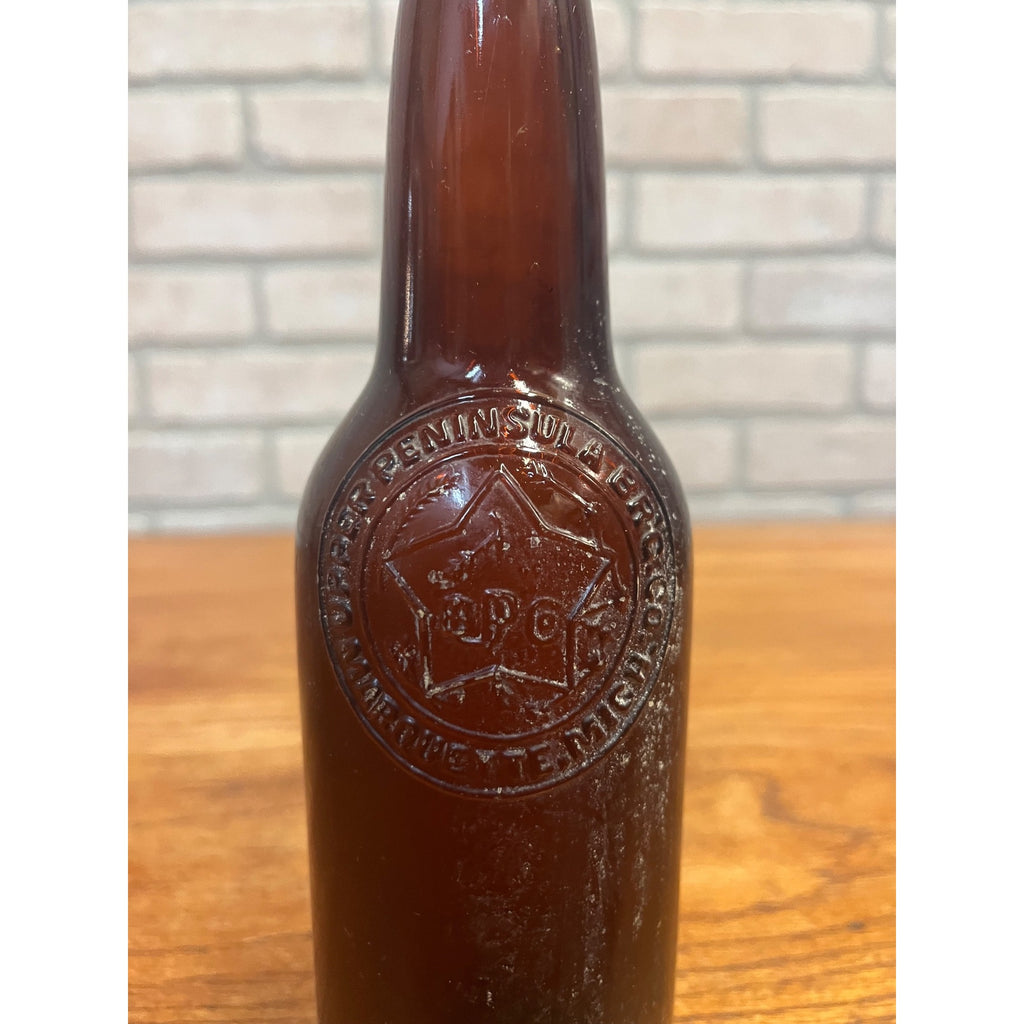 Vintage Upper Peninsula Brewing Co Marquette MI Beer Bottle Amber Embossed
