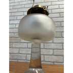 Antique Victorian Frosted Glass 11" Pedestal Oil Lamp w/ Patent 1877 Burner