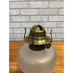 Antique Victorian Frosted Glass 11" Pedestal Oil Lamp w/ Patent 1877 Burner
