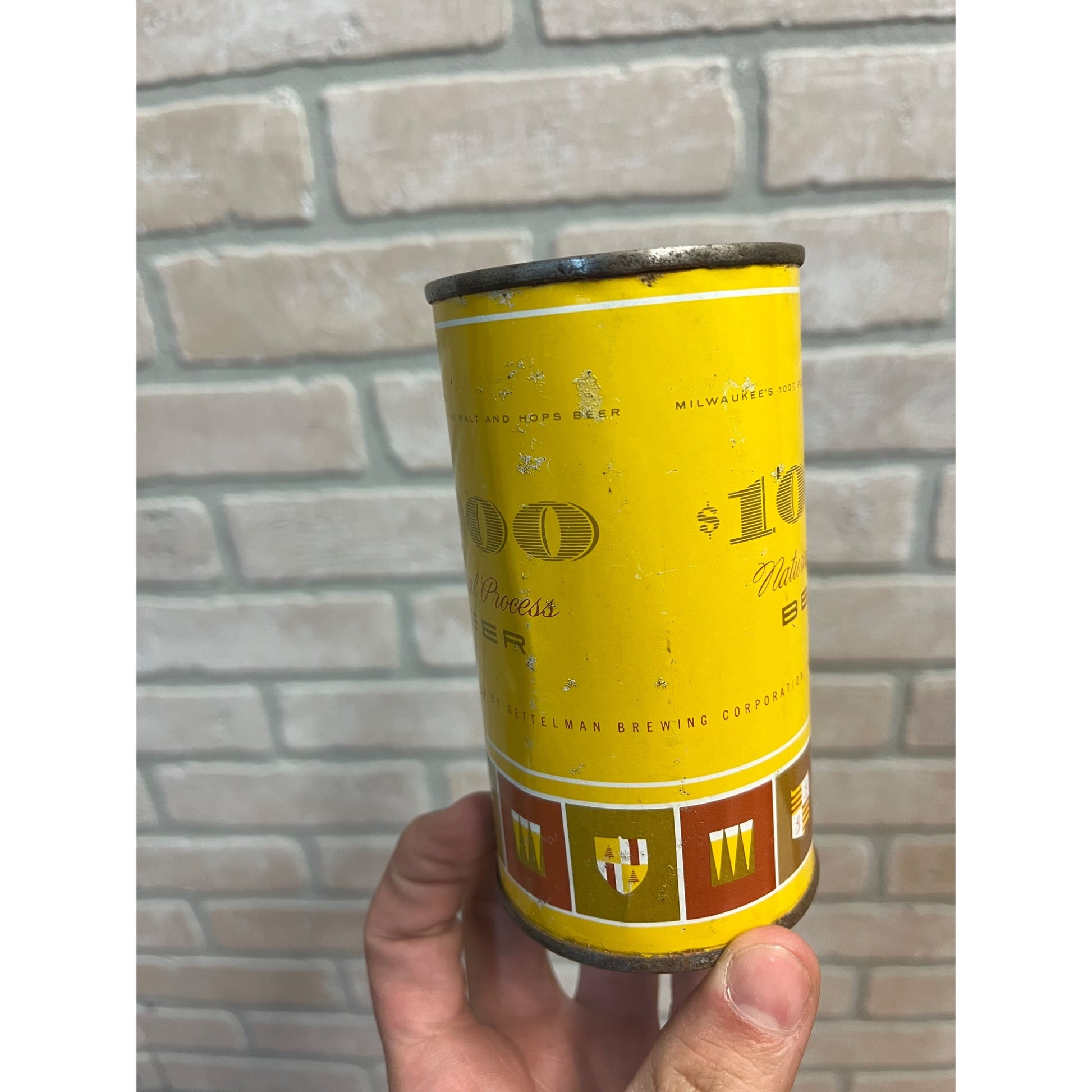 Vintage Gettelman $1000 Natural Process 12oz Beer Can Flat Milwaukee Wis
