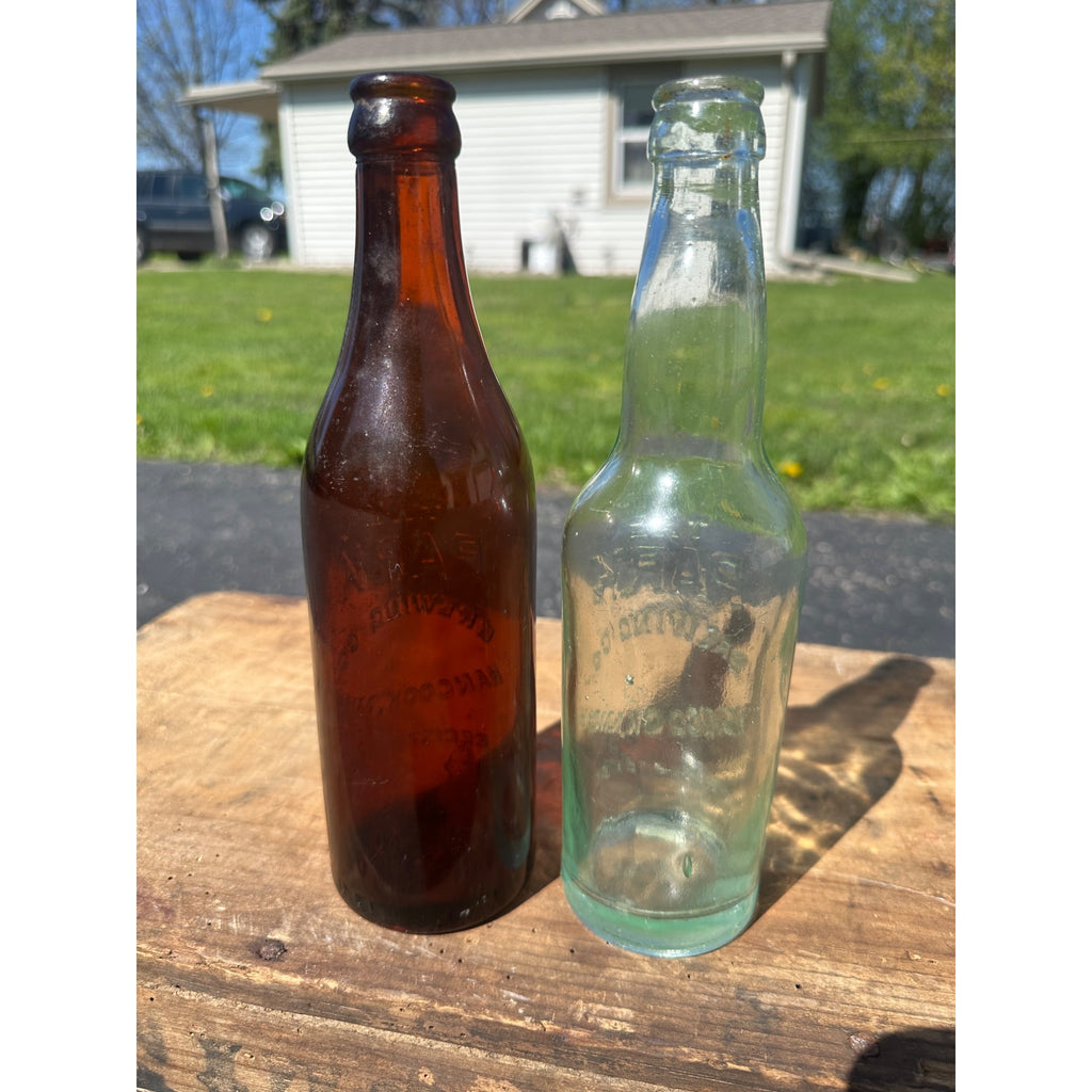 Antique Park Brewing Co Beer Bottle Hancock Michigan Lot (2) Amber + Aqua"