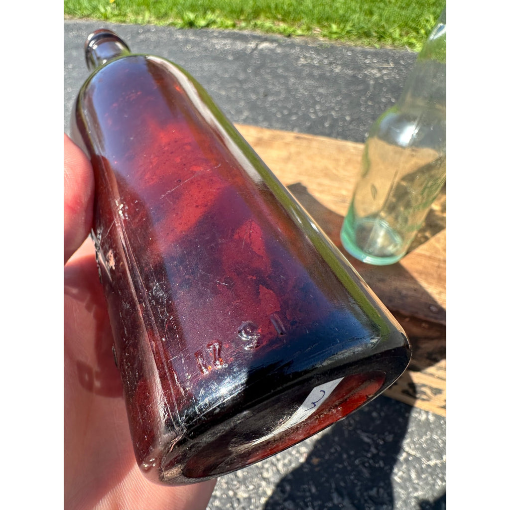 Antique Park Brewing Co Beer Bottle Hancock Michigan Lot (2) Amber + Aqua"