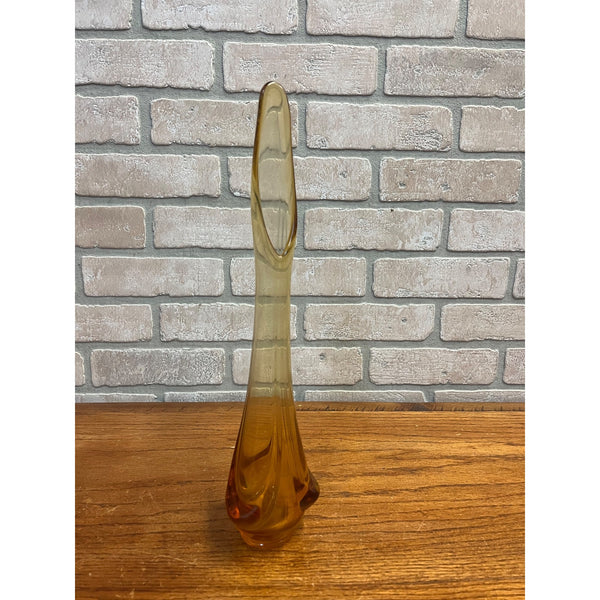 Vintage 1960s MCM Golden Yellow Viking Glass Swung Vase 15"