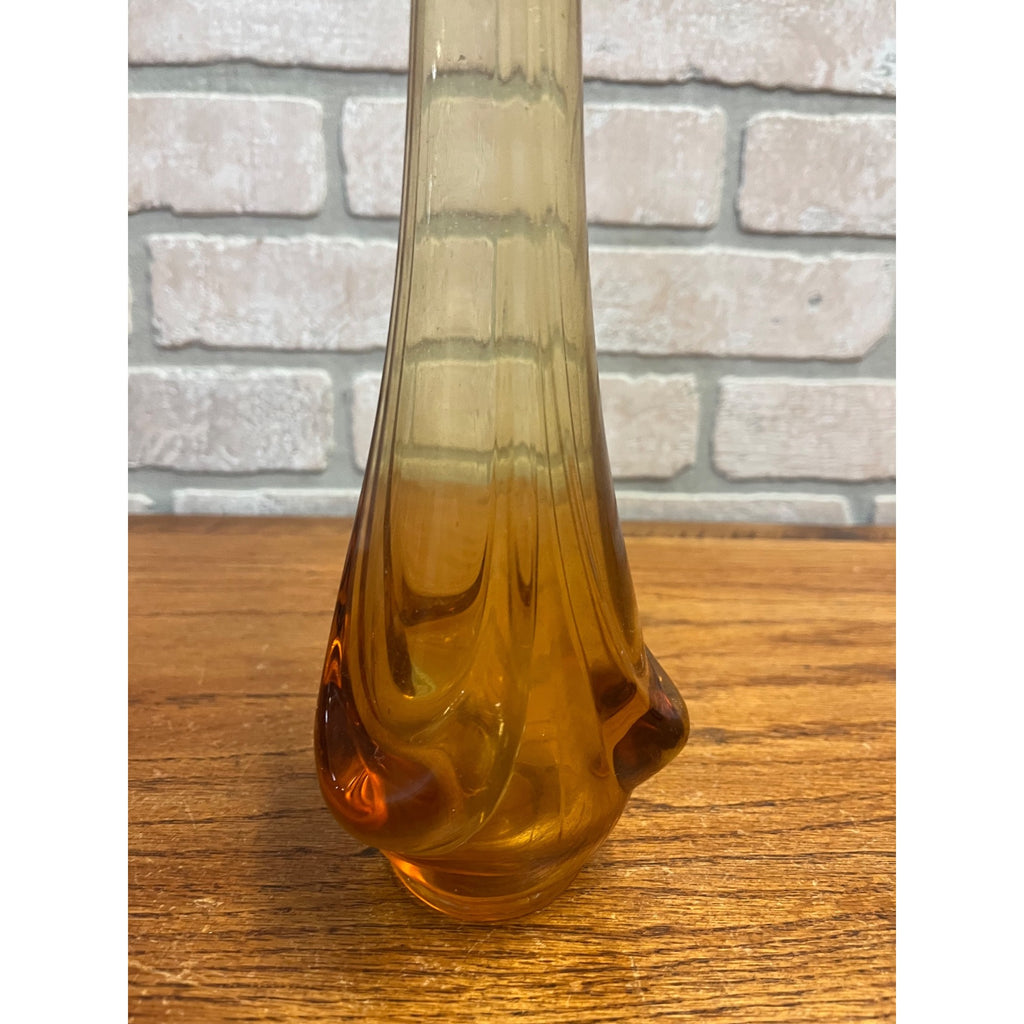 Vintage 1960s MCM Golden Yellow Viking Glass Swung Vase 15"