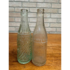 Vintage Lot of 2 Lakeside Sheboygan Wiconsin Soda Bottles Twisted Green 7-1/2 and 7 oz