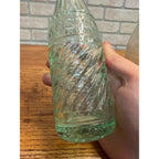 Vintage Lot of 2 Lakeside Sheboygan Wiconsin Soda Bottles Twisted Green 7-1/2 and 7 oz