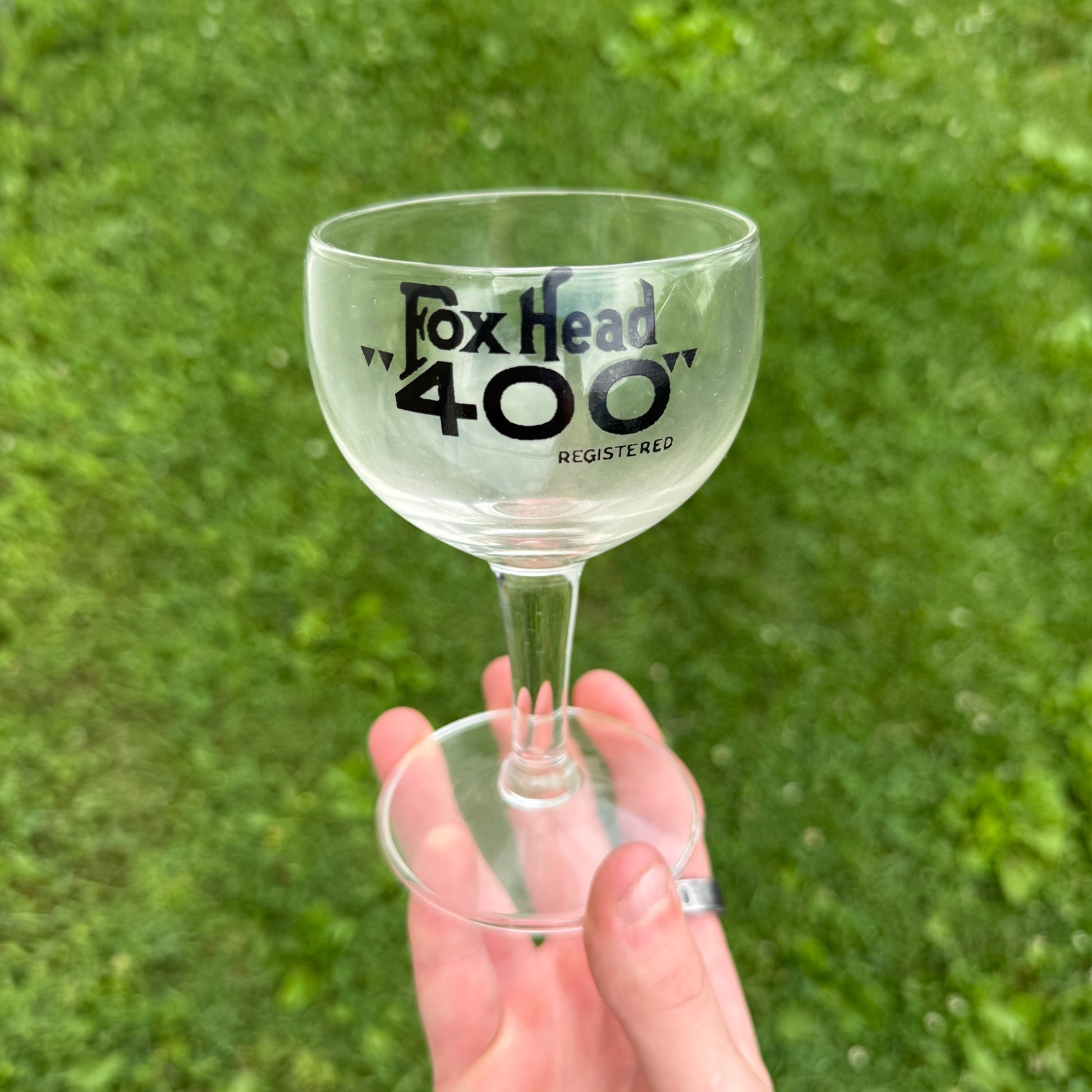 Vintage Fox Head 400 Beer Glass Waukesha Wisconsin Stemmed