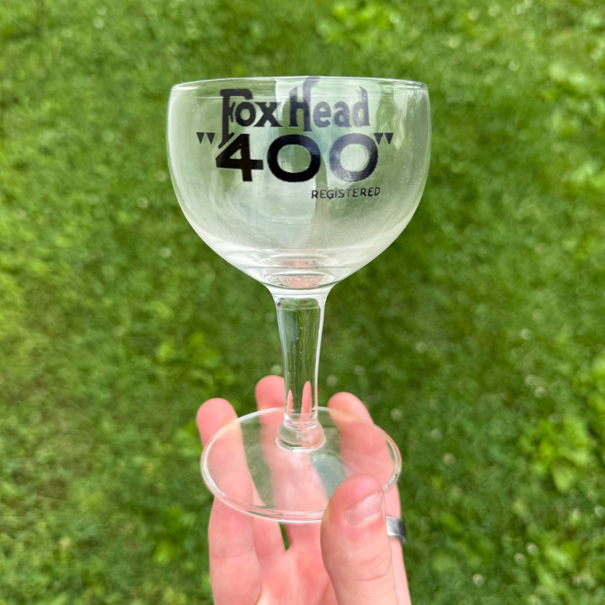 Vintage Fox Head 400 Beer Glass Waukesha Wisconsin Stemmed