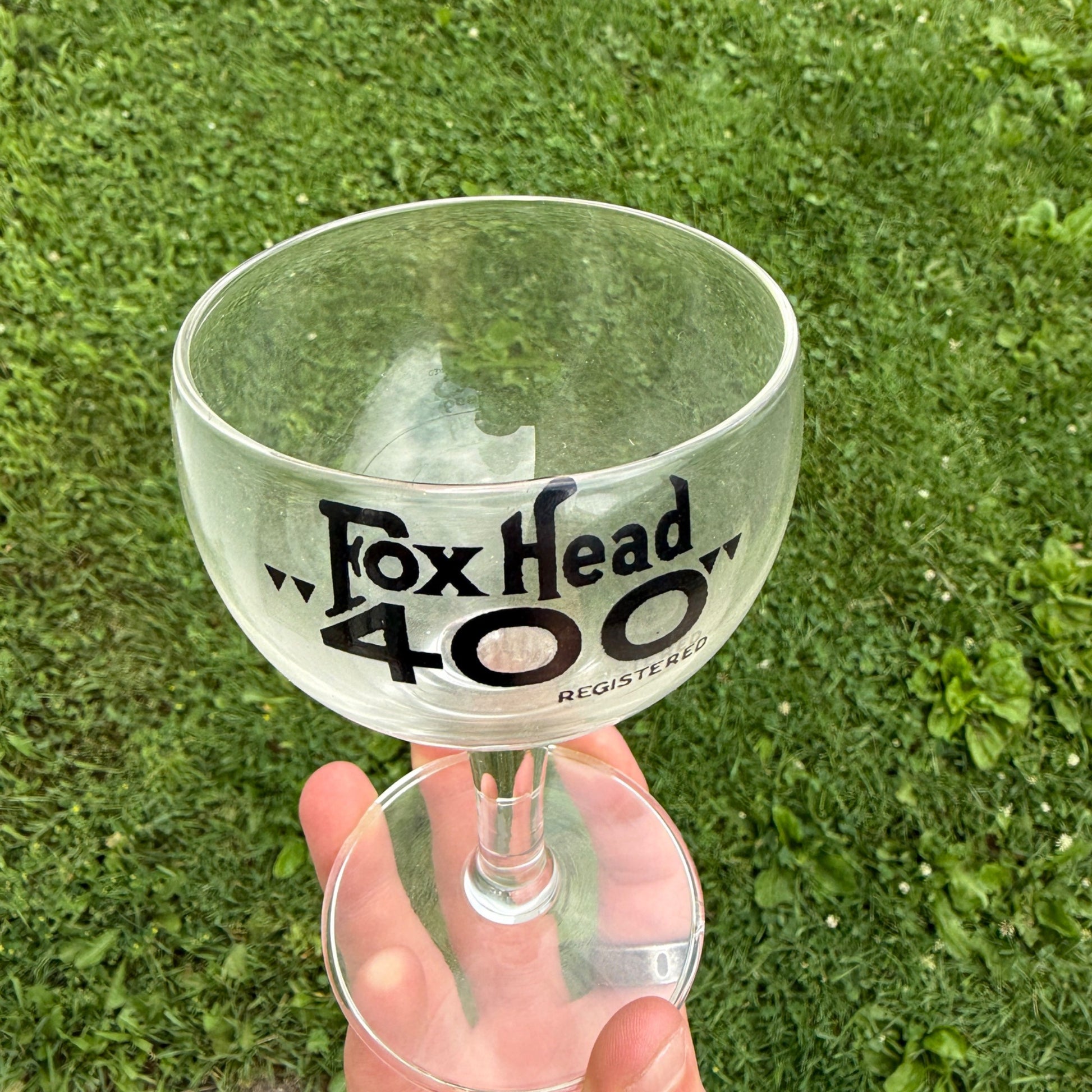 Vintage Fox Head 400 Beer Glass Waukesha Wisconsin Stemmed