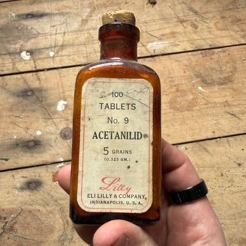 Antique Eli Lilly Acetanilid Tablets No 9 Pharmacy Drug Store Medicine Bottle