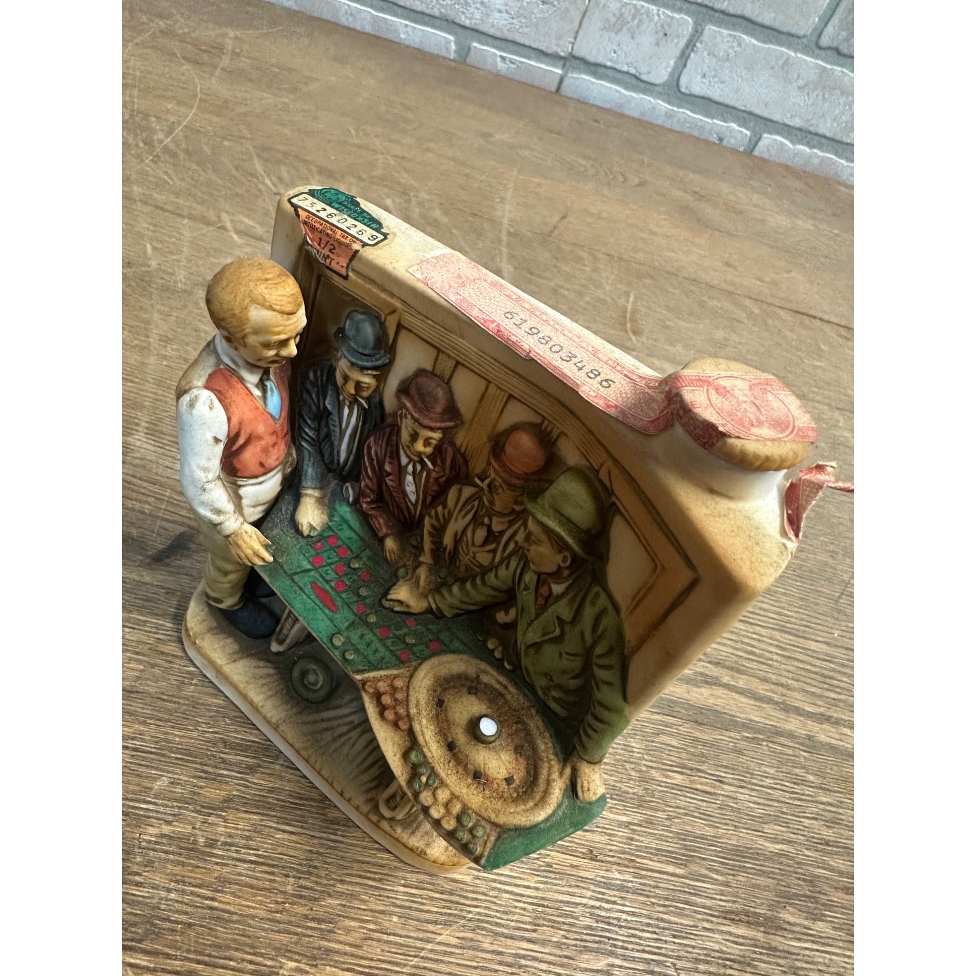 VINTAGE 1975 HAAS BROS NEVADA SALOON ROULETTE TABLE WHISKEY DECANTER EMPTY