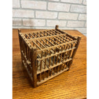 Antique Coal Miner's Wooden Bird Cage Stoneware Water Dish Wood Feeder Perches