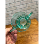 Vintage Uranium Glass Mayonnaise Sauce Serving Bowl & Ladle Teal Blue Handled