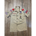 Vintage Boy Scouts of America Uniform Shirt w Patches Pins Wisconsin Troop 712