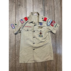 Vintage Boy Scouts of America Uniform Shirt w Patches Pins Wisconsin Troop 712