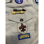Vintage Boy Scouts of America Uniform Shirt w Patches Pins Wisconsin Troop 712