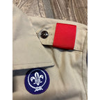 Vintage Boy Scouts of America Uniform Shirt w Patches Pins Wisconsin Troop 712