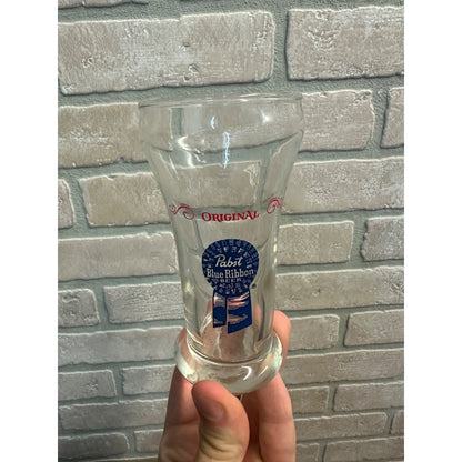 ORIGINAL PABST BLUE RIBBON BEER PILSNER 6oz TULIP DRINKING GLASS BAR MANCAVE VTG