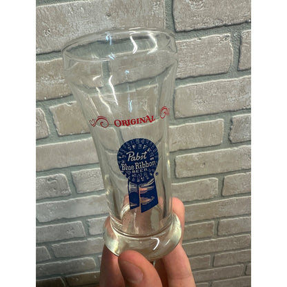 ORIGINAL PABST BLUE RIBBON BEER PILSNER 6oz TULIP DRINKING GLASS BAR MANCAVE VTG